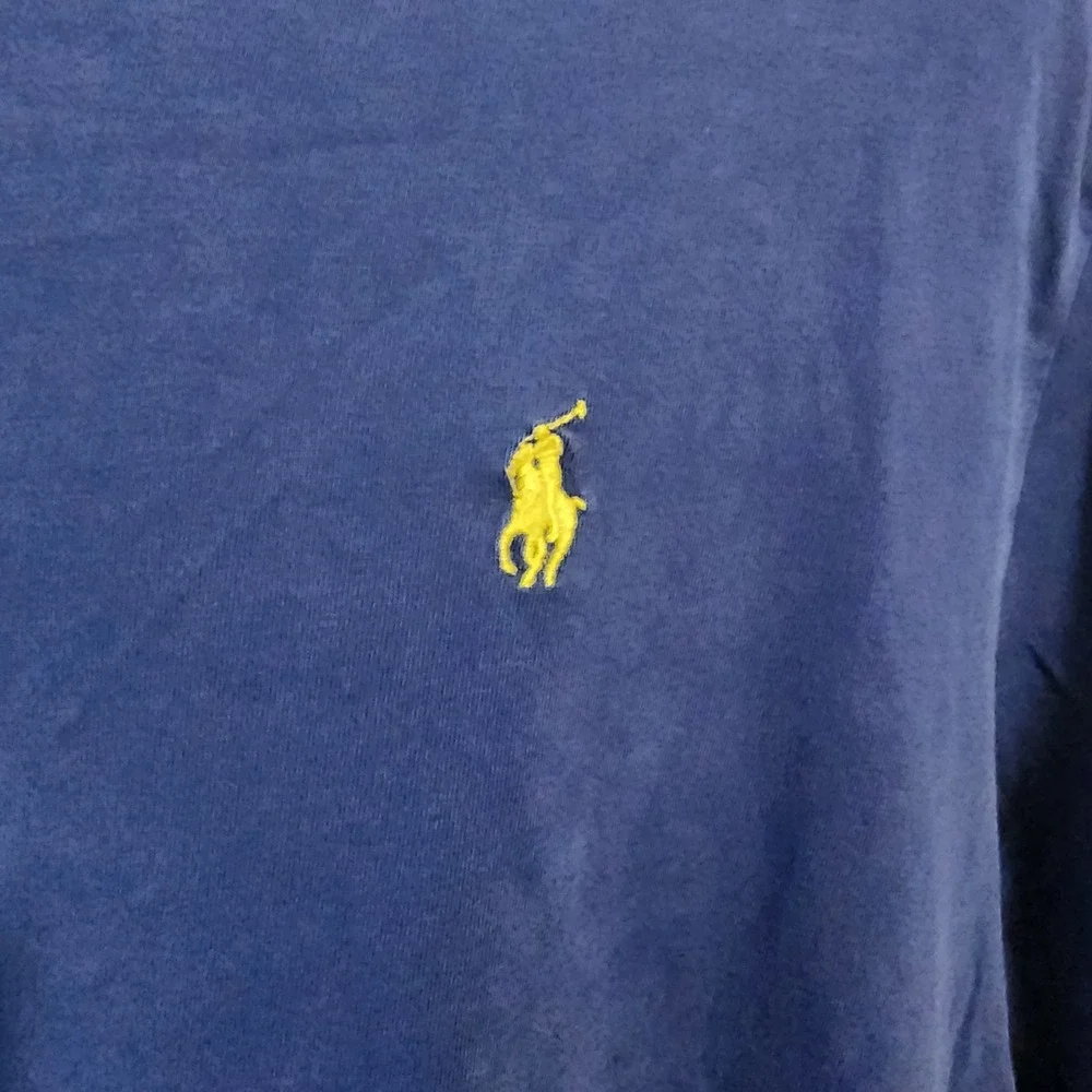 Polo Ralph Lauren Blue T-Shirt Men's XL Yellow Pony Logo Custom Fit Cotton Tee